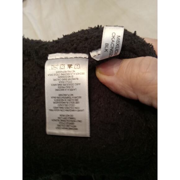 CALVIN KLEIN Women's XL Faux Sherpa Vest Solid Black Pockets Zip Front Fleece - Picture 8 of 9